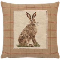Hines of Oxford Pair of Country Hare Left & Right Tapestry Cushions alternative